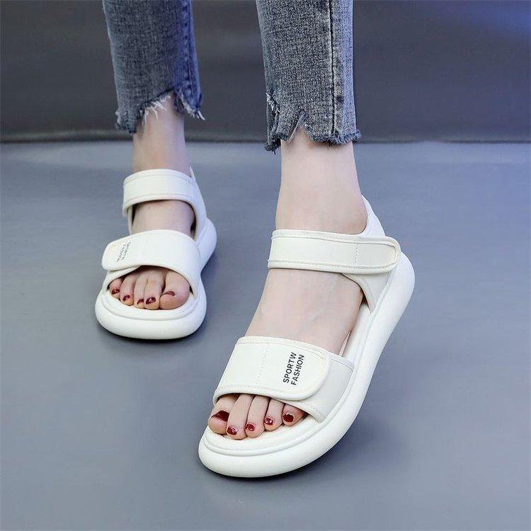Fashion Fashion Women Sandals Hook & Loop Flats Beach Shoes Outdoor Breathable Simple Woman Casual Sports Shoes Versatile Zapatos Mujer