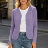 Women's Casual Long Sleeve Color Collarless Cardigan for Everyday Wear