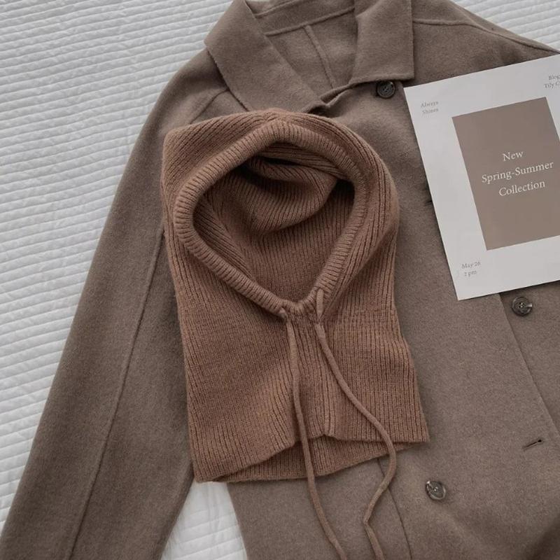 Șapci tricotate cu glugă Pălării cu balaclava de iarnă pentru femei în stil coreean Încălzitor în aer liber Pălării cu șnur, guler dintr-o singură bucată, șapcă șapcă