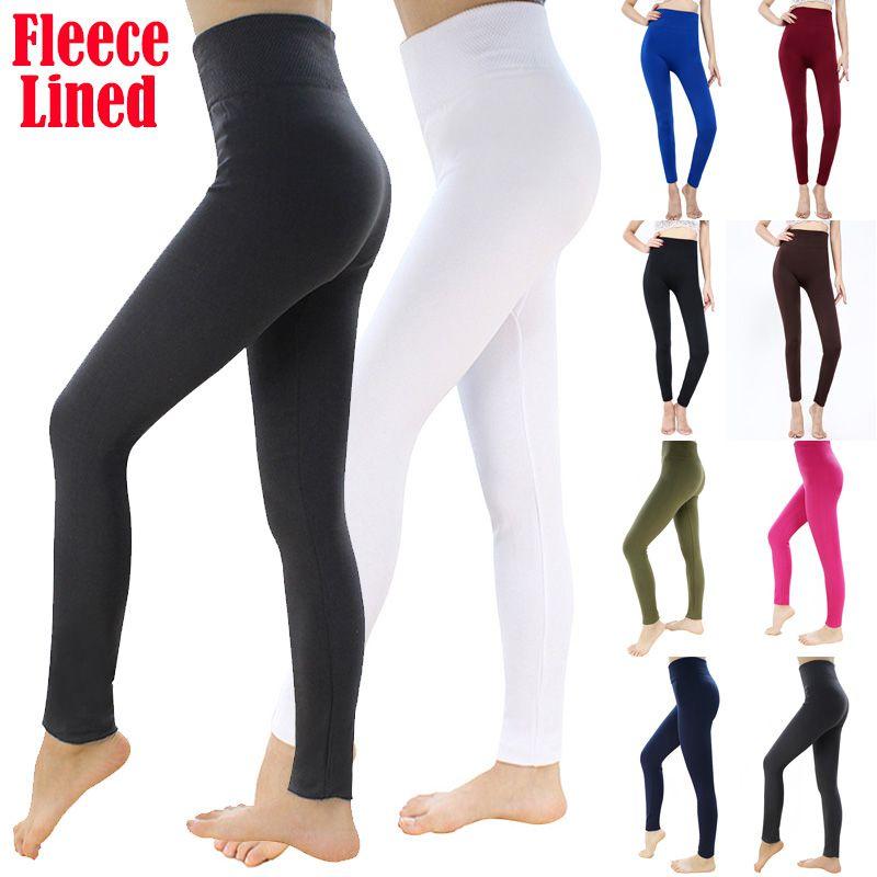 Fleece Lined Leggings For Women Winter Thermal Full Length High Waisted Supportive Pants