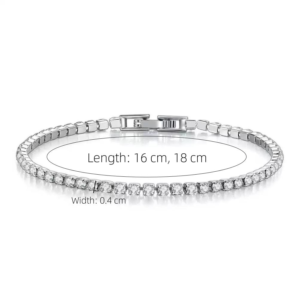 Braccialetti Tennis in Acciaio Inossidabile Colore Oro/Argento con Zirconia da 4 mm per Donne 16/18 cm Cinturino Pulsera Gioielli Lusso Regali