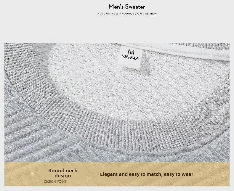 Men's Trendy White Knitted Waffle Sweatshirt - Spring/Fall Jacquard Jacket, Unisex Hong Kong Style.