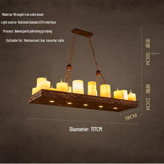 Vintage Industrial Wood Chandelier for Restaurants & Cafes