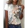 Women's T-shirt with round neck and short sleeves