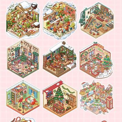 Landscape Stickers For Scrapbooking Christmas Decals House Notebook Stickers For Glass Wood Paper Kids Living Room Nursery Craft
