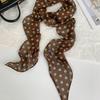 2025 New Women's Brown Polka Dot Silk Scarf: Long Versatile Neckerchief, Luxurious Light Headband, Ribbon Accessory