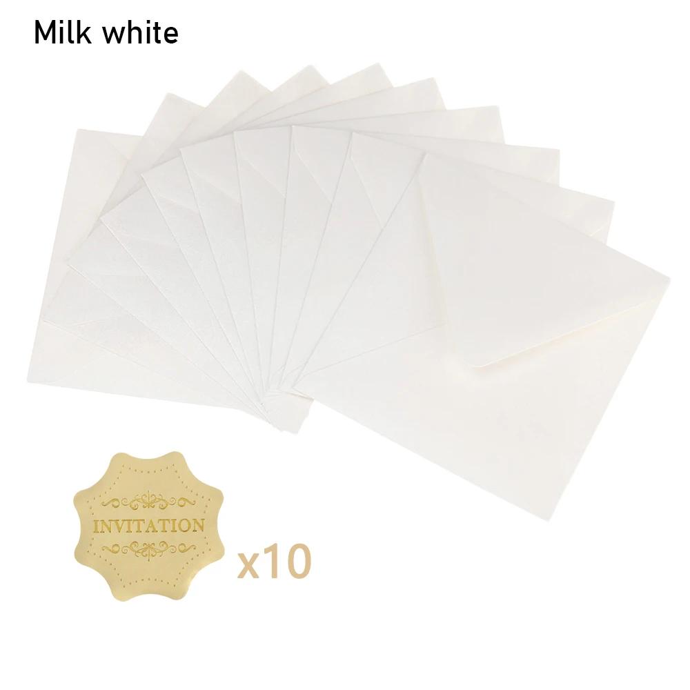 10 PCS/lot Business Gift Multicolor Pearlescent Square Paper Envelopes Pearl Papers Envelope Bag Greeting Card Encased
