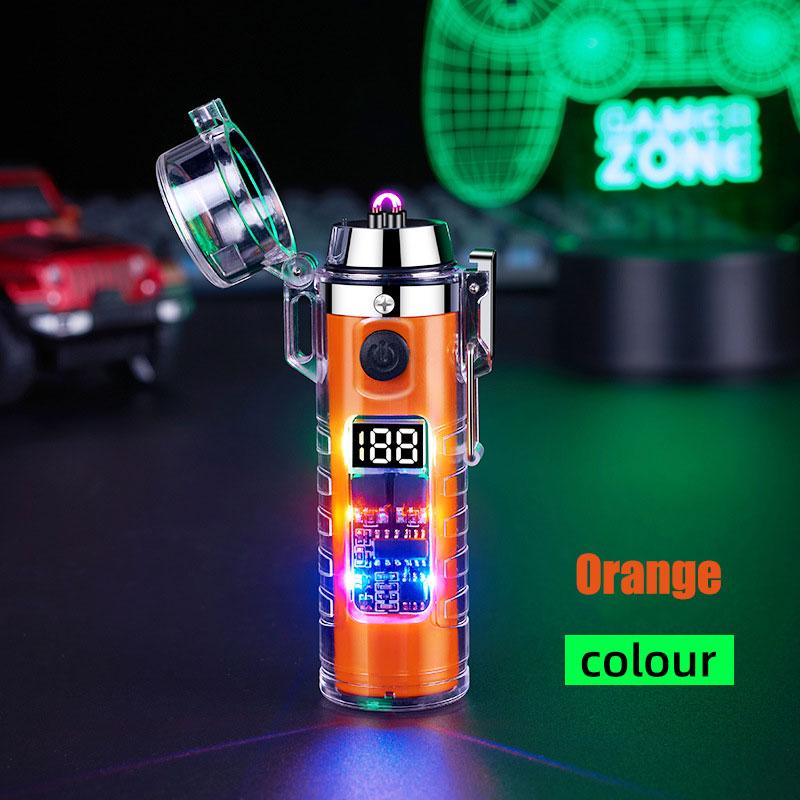 Rechargeable EDC Flashlight Portable Double Arc Lighters Keychain Light Outdoor Camping Hiking Gadgets Electric Lighter