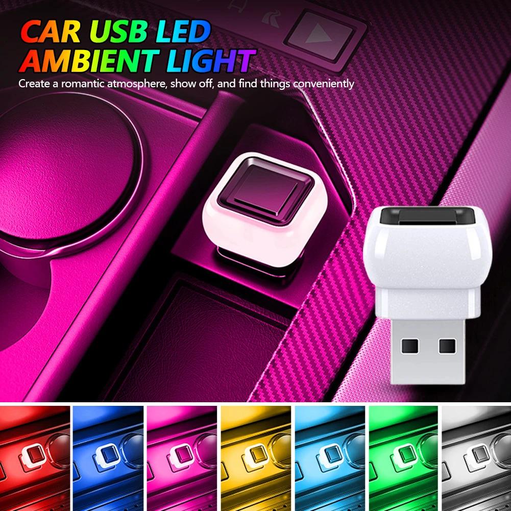 1Pc USB Mini Ambient Light LED Car Interior Atmosphere Lamp Plug and Play RGB Colorful Decoration Lamps Car Accessories