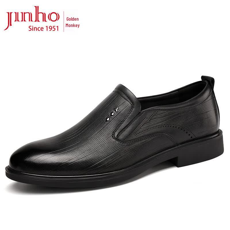 JINHOU Men s Business Slip-On Leather Derby Shoes 43