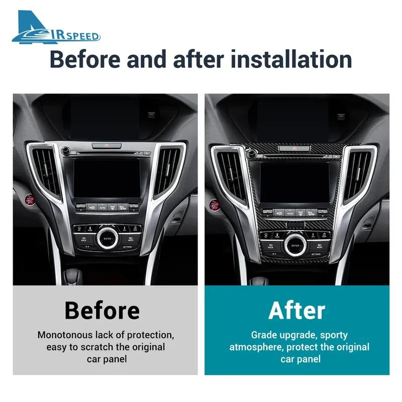 LHD Car Center Console Panel Frame Accessories Real Soft Carbon Fiber Sticker For Acura TLX 2015 2016 2017 2018