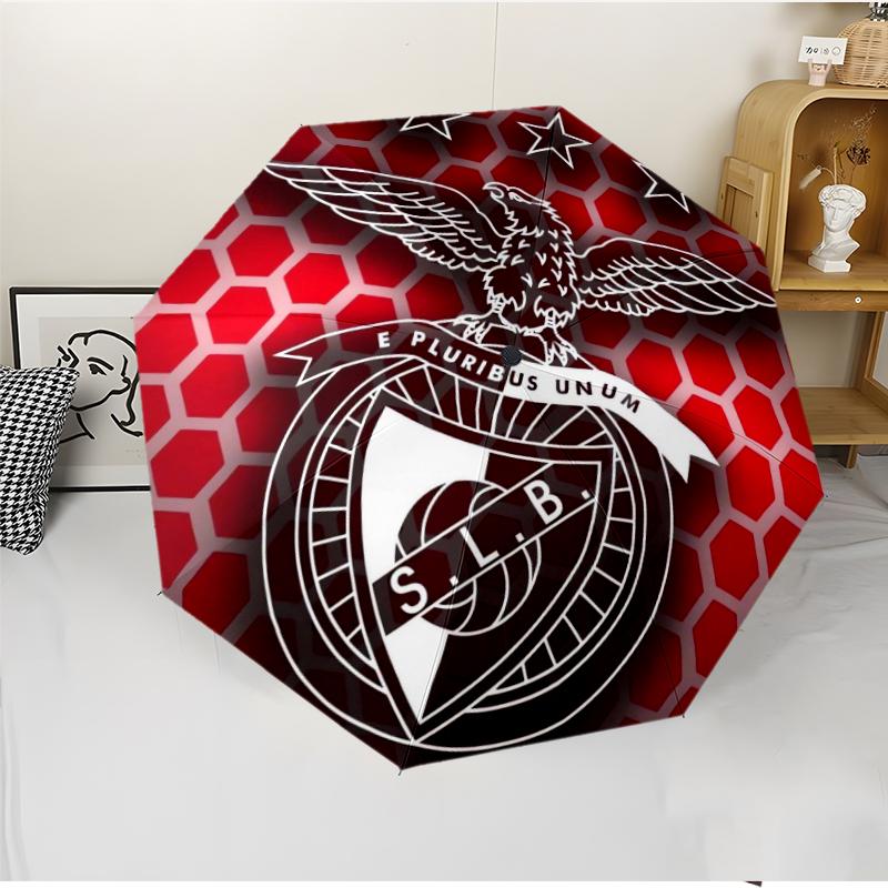Benfica FC Fashionable Automatic Opening/Closing Folding Umbrella. Portable and Foldable, Ideal for Gift, Travel, and Daily Use.