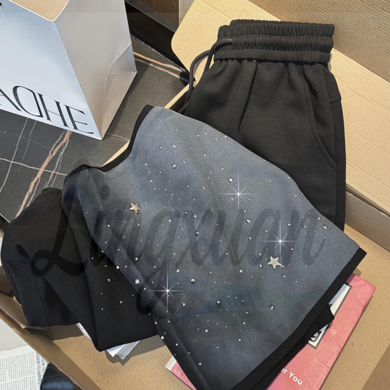 

Women s Gradient Starry Sky Sweatshirt and Elastic High Waist Casual Pants Set Extra Large