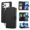 For iPhone 17 Pro Max Case 9 Card Slots Zipper Pocket PU Leather Cover with Wrist Strap