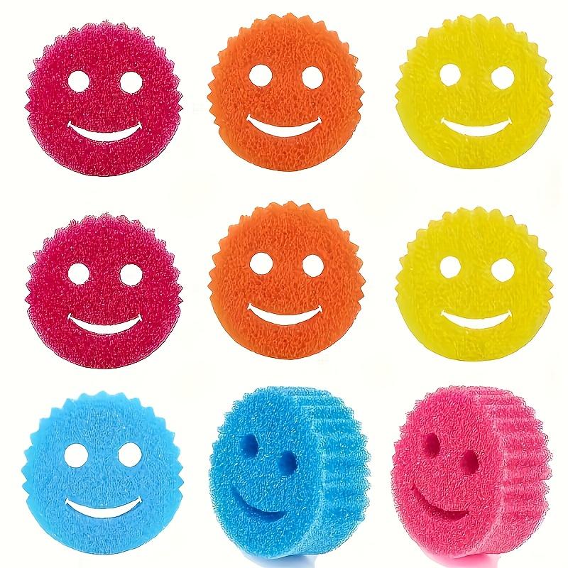 

10 smiling face sponge cleaning brushes, multi-functional cleaning sponges, dishwashing sponges, kitchen sponges