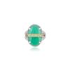 Unique Women's 925 Sterling Silver Oval Gemstone Statement Ring – Mojave Turquoise, Green Onyx or Rose Quartz with Faceted Accent Stones