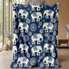Ornate Elephant Decor Theme Blanket Lightweight Warm Flannel Blanket Decorative Throw Blanket for Home Decoration