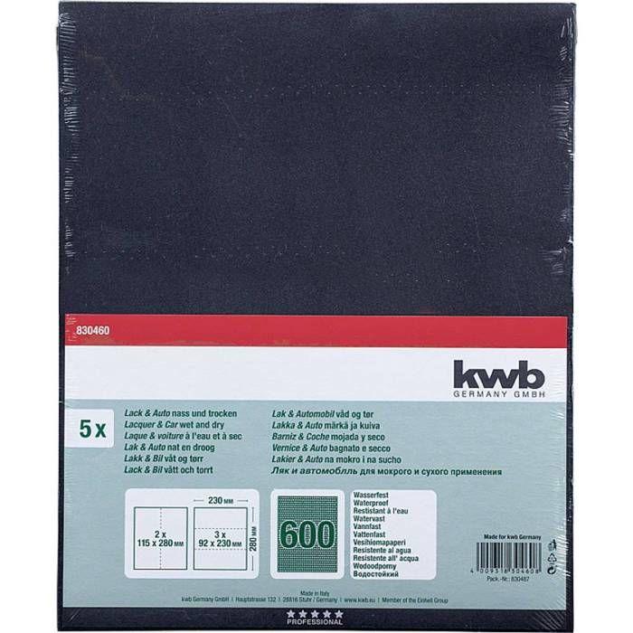 kwb 830460 papier abrasif grain 600 (l x l) 280 mm x 230 mm 5 pc(s)