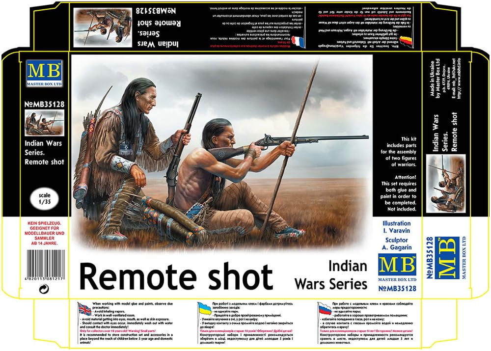 Master Box 1/35 Scale Indian Wars Long-Range Shooting Native American Soldiers (2 Figures) with Rifles, Plastic Model, MB35128