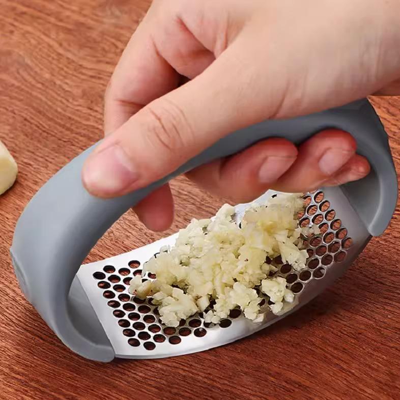 New Arrival: Set of 3 Stainless Steel Garlic Presses - Multifunctional Garlic Masher & Creative Garlic Grater.
