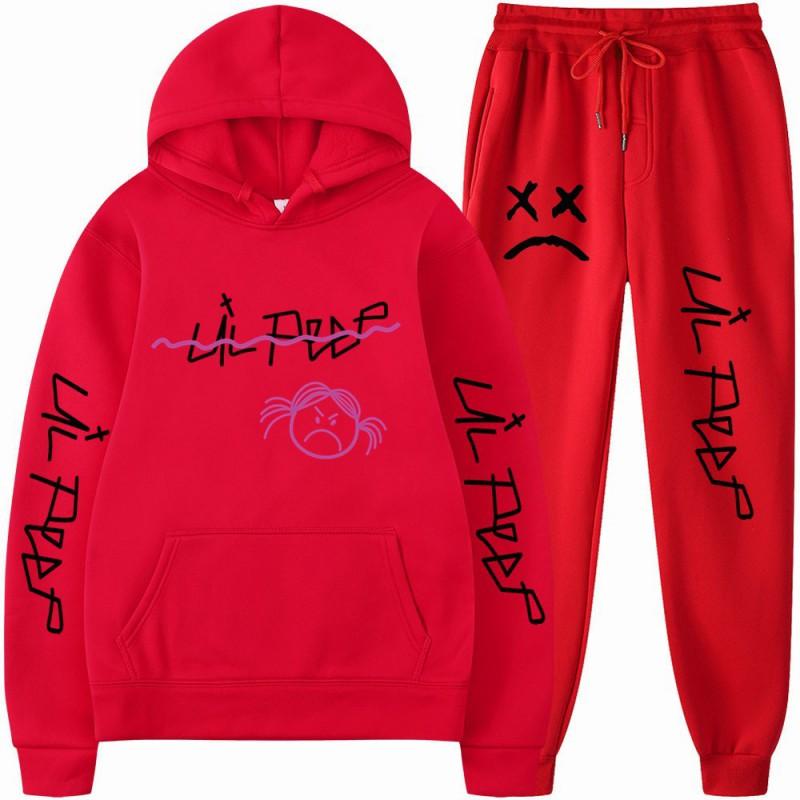 Mens Streetwear Hooded Sweatshirt Pants Set Casual Outfit Trendy Urban Style