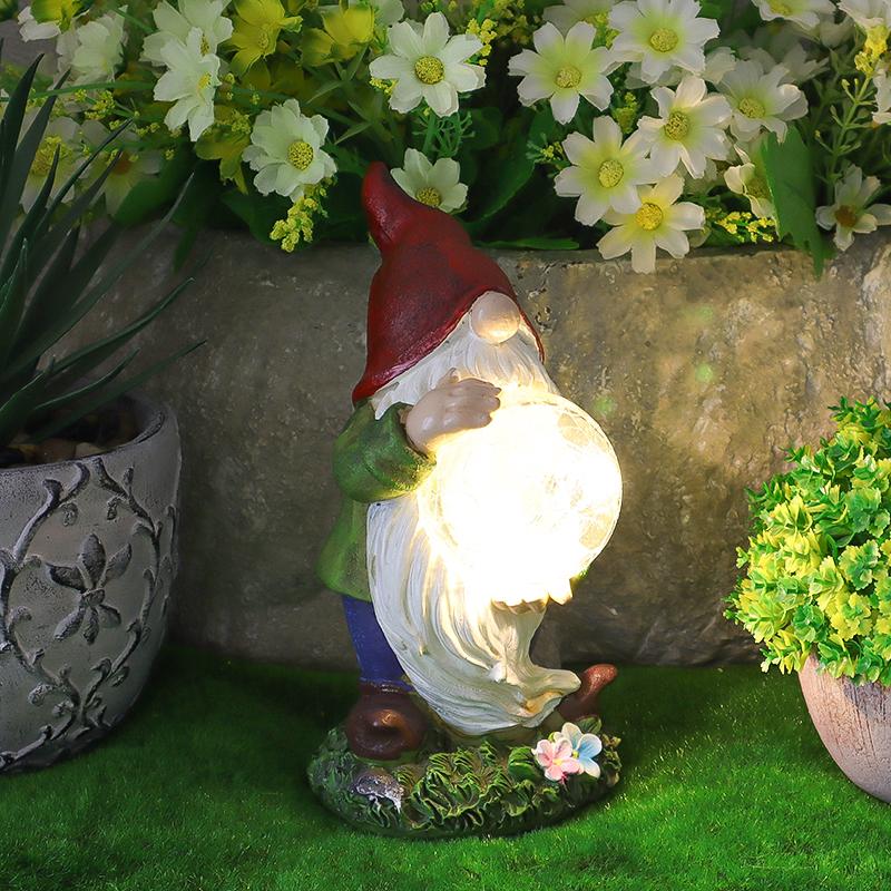 Fairy Holding Light Globe Sculpture Outdoor Solar Night Light Statue Garden Courtyard Lighting Decoration