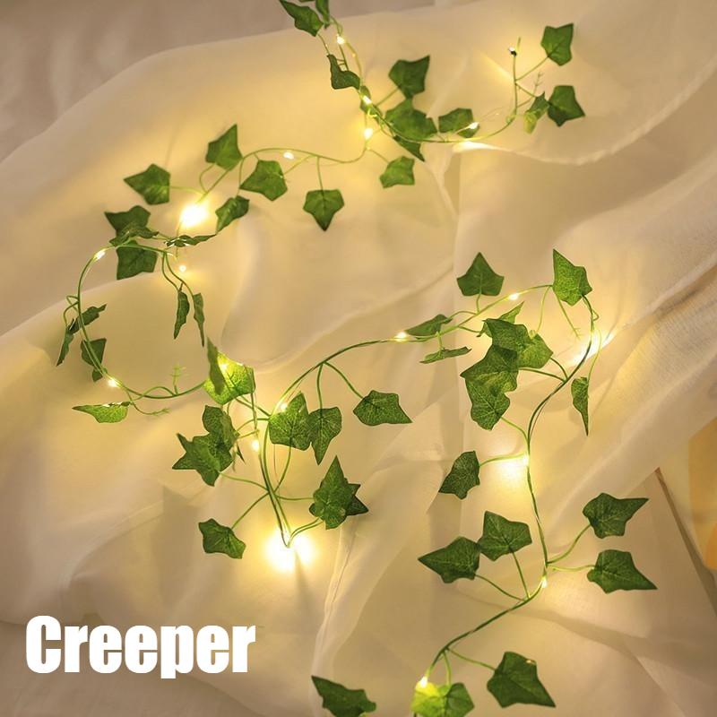 Bezaubernde Efeu-Feenlampe, Batteriebetriebene künstliche Ranke mit Blättern, geeignet für Außendekoration, Hochzeiten, Partys, Weihnachten, Thanksgiving