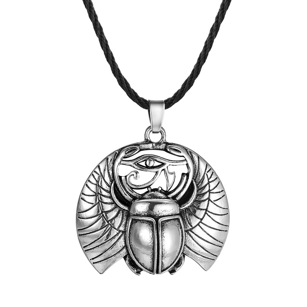 Scarab Necklace Eye of Horus Egyptian Beetle Wadjet Ancient Amulet Protection Symbolic Pendant Gift for Friends