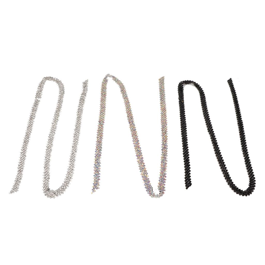 3 Yard 5 Rows Rhinestone Trim Glittering Sparkling Beautiful 3 Colors Rhinestone Chain Applique for Wedding Clothing