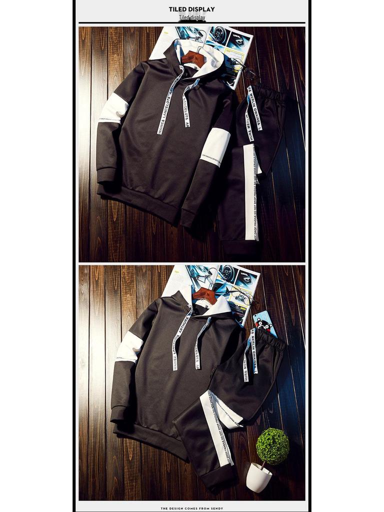 Men's Trendy Spring & Autumn Casual Suit: Stylish Korean Jacket & Sweater Set