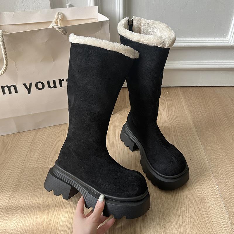 

Women s fashion lightweight winter warm snow boots a foot stirrup fur integration non-slip leisure sports long cotton boots 42 чорний