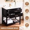 30" Bathroom Vanity with Sink, Farmhouse Freestanding Bathroom Cabinet with 2 Drawers & Open Shelf, Metal Handles,, Customized