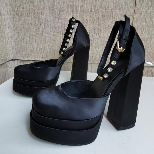 

Большие размеры 46, фирменный дизайн, высокое качество, натуральный шелк, овчина, женские туфли-лодочки на платформе, новые сексуальные розово-красные туфли на высоком каблуке для женщин 36 чёрный