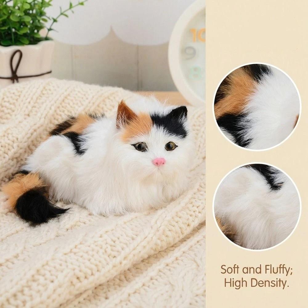 Cozy Fluffy Simulation Cat Doll Long Hair Realistic Kitten Decoration Home Decor