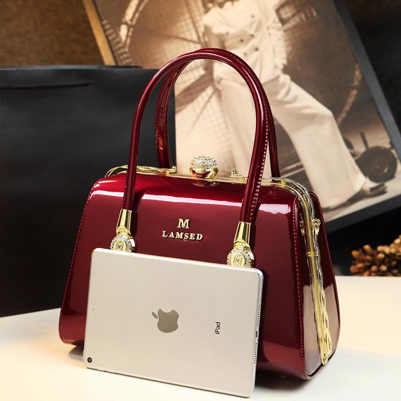Elegant Patent Leather Women's Bag - Versatile Handbag, Shoulder & Crossbody for Stylish Moms 2025