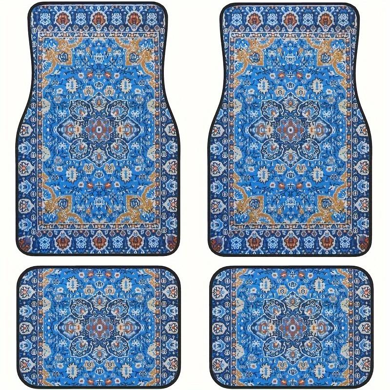4pcs Bohemian Vintage Car Floor Mats, Universal Fit, Durable, Non-Slip Backing, Easy to Clean,Interior Accessories