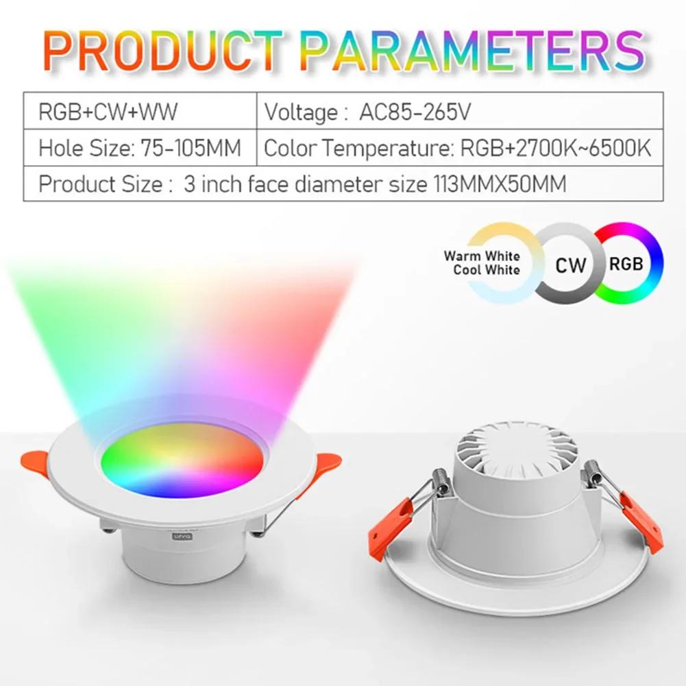 10-1PCS Smart LED Downlight LED Ceiling Recessed Down Light Dimmmable Spot Lamp 10W RGB +CW+WW Changeable LED Downlight