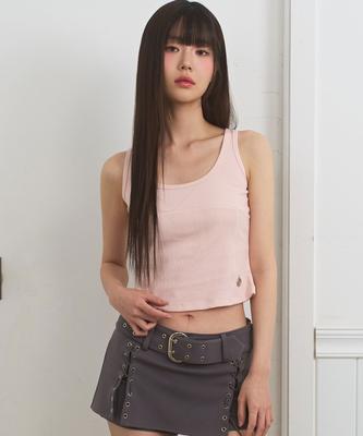 Limekeu U-Neck Cut-Line Sleeveless Top Pink