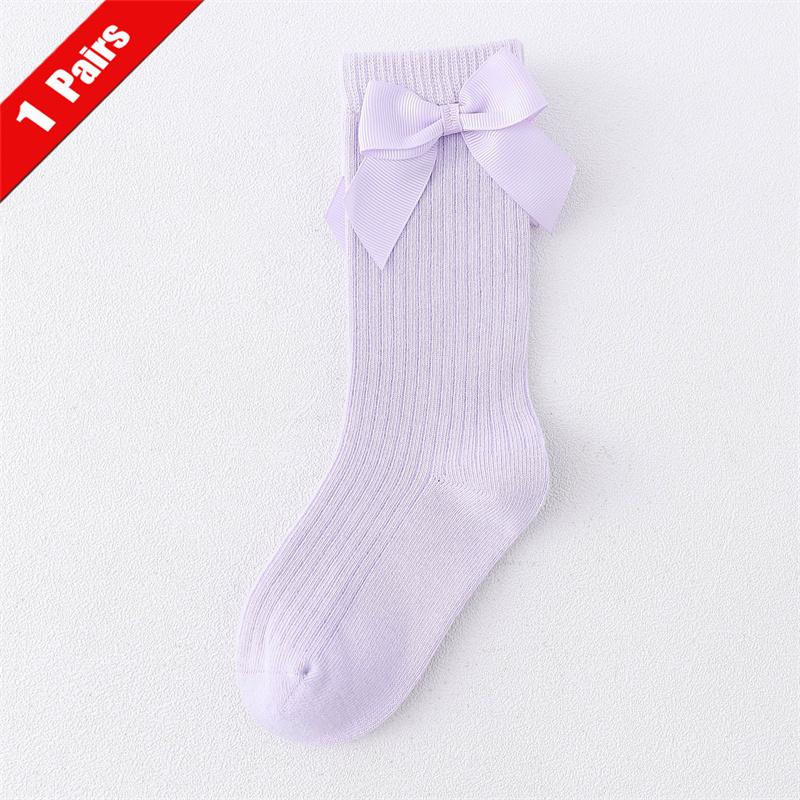 1/5Pairs Children Girls Socks With Bows Cotton Soft Toddlers Long Socks Kids Princess Dance Knee Stocking For Girls 1-8Years Old