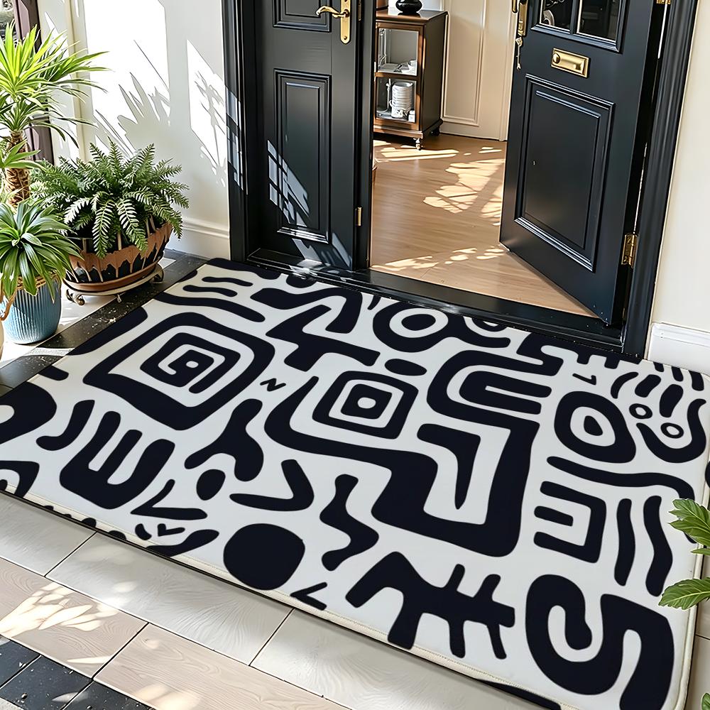 African style fabric print Floor Mat Soft Flannel Floor Mat  Suitable for Entryways, Living Rooms, Bedrooms, and Bathrooms