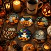 6pcs Wooden Halloween Coasters Pumpkin Heat Insulation Pad DIY Tableware Mat  Cafe
