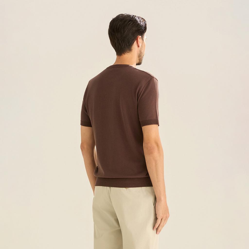 FERRAROMILANO Melange Short Sleeve Round Knit D/Brown (Am0Gtsr20258)