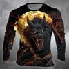 Fashion Wolf Pattern Men's Long Sleeve T-shirt Autumn New Casual O-neck  Pullover Funny 3D Animal Print Tops Unisex Clothes