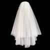 2022 French Style White Beaded Bridal Veil & Mid-Length Wedding Dress