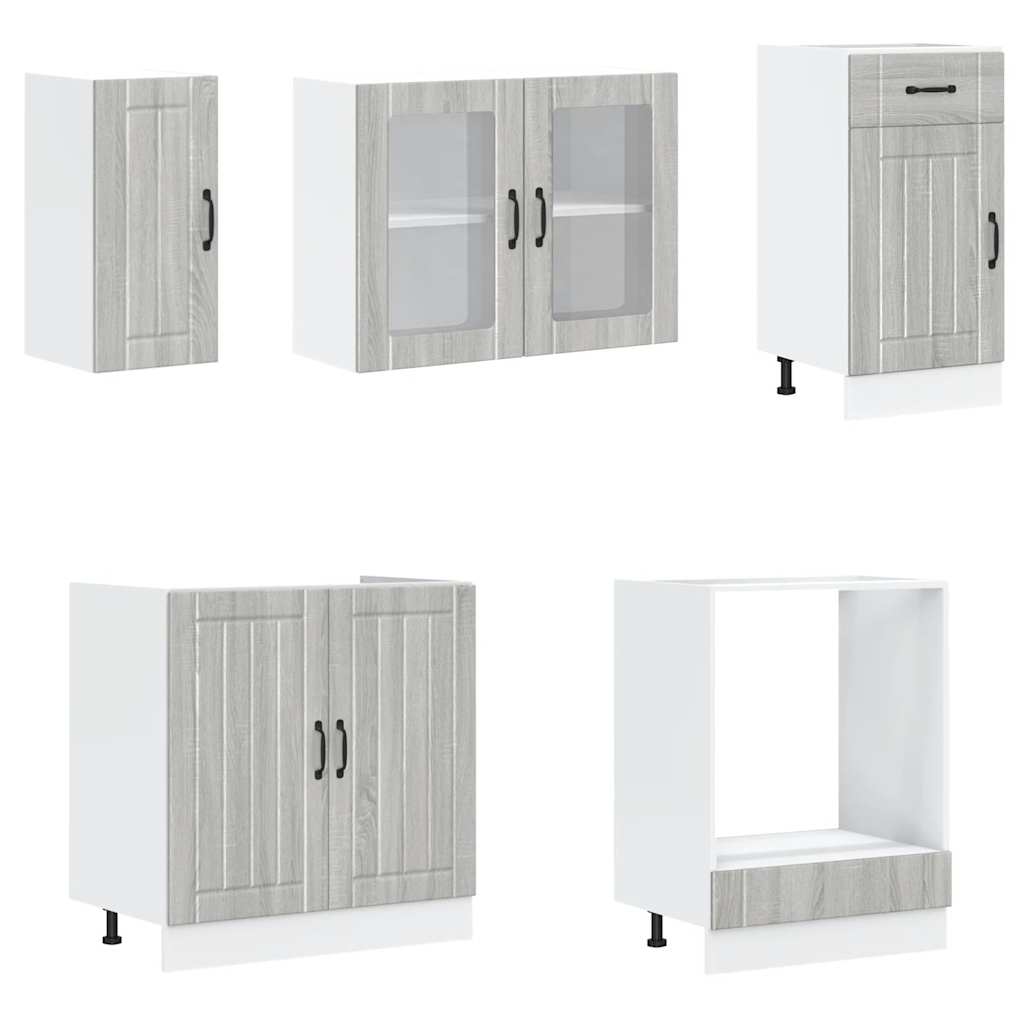Kalmar 8-Piece Kitchen Cabinet Set Sonoma Oak Grey