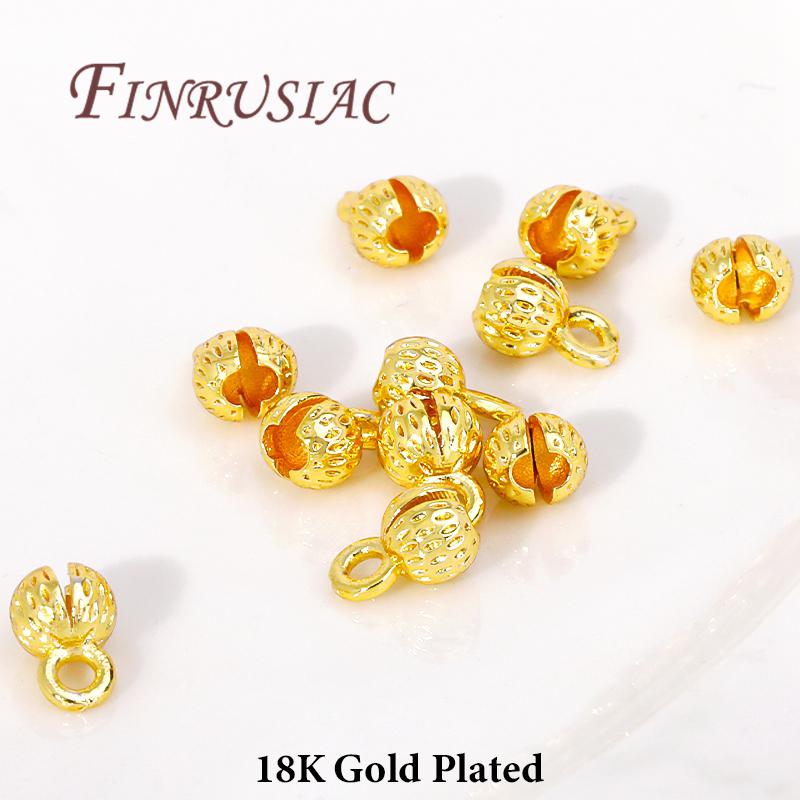 

4/5.5MM Brass Cord Ends 18K Gold Plated Clam Shell Bead Tip Ball Chain Crimp Findings For DIY Beading Jewellery Making Supplies 4mm-10 pcs
