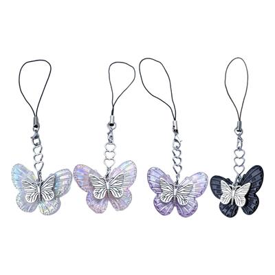 Fashion Lasers Butterfly Phone Charm Straps Car Keys Hanging Pendants Y2K Bag Decoration Lanyard Purse Accessories