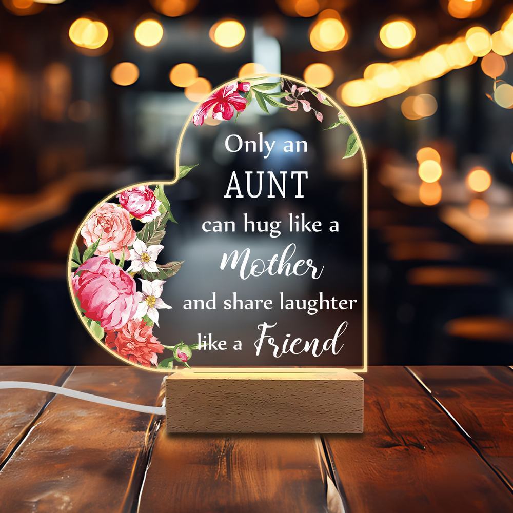 1PC Acrylic Luminous Ornament Photography Accessories, USB Base, Auntie Heart Gift, Mother's Day Figurines
