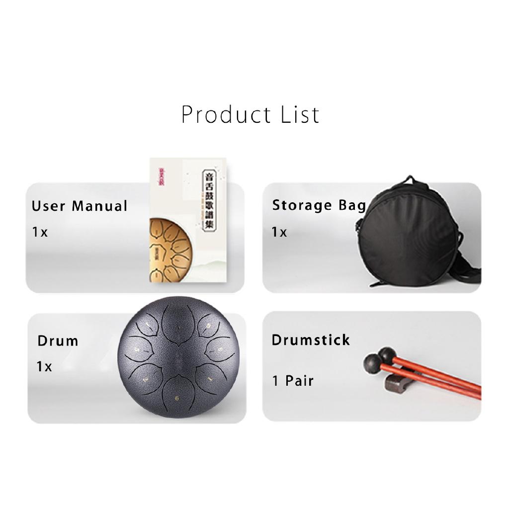Stahlzungentrommel Mini 8 Töne G-Dur Handpan-Trommel Tank-Handtrommel mit Schlägeln Tragetasche Perkussionsinstrumente