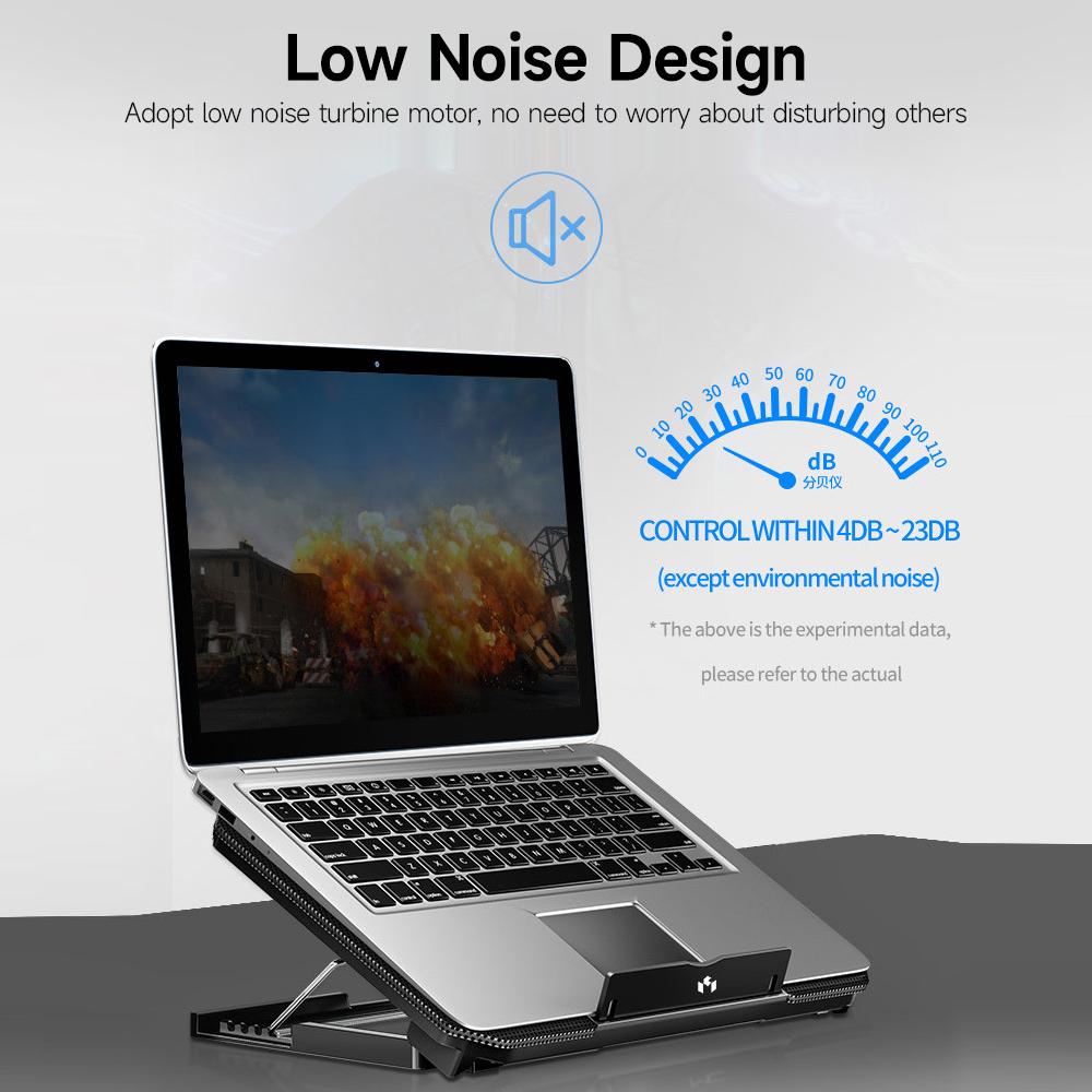 MC Q100 Laptop Cooler 2-fan Laptop Cooling Stand Low Noise Design with 4- Height Dual USB Ports Wide Compatibility